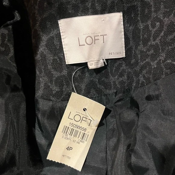 NWT ANN TAYLOR LOFT Black Leopard
Tuxedo Jacket Blazer Size 4 Petite Che… - Picture 8 of 12